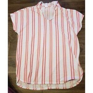 Time&Tru Hooded Sleeveless Swimwear Cover Up Shirt White Pink Orange Sz XL 16-18